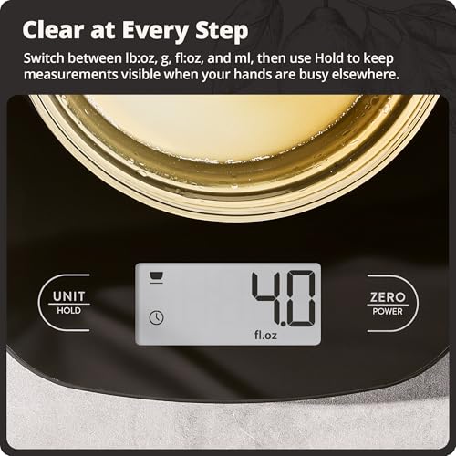 Food Scale Slim & Compact Build (Black Glass)