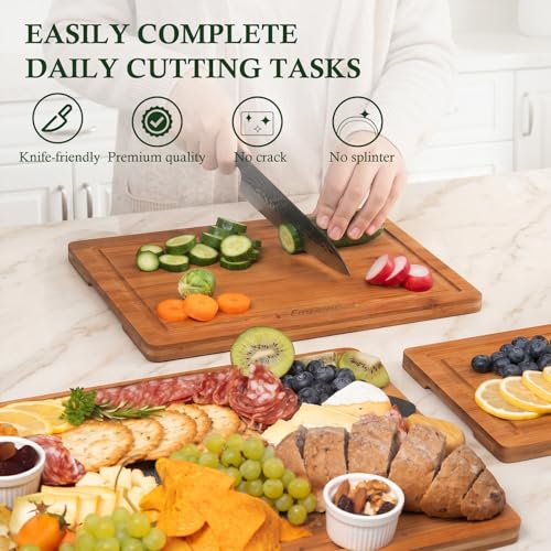 Bamboo Cutting Boards for Kitchen (Carbonized Bamboo(Brown))