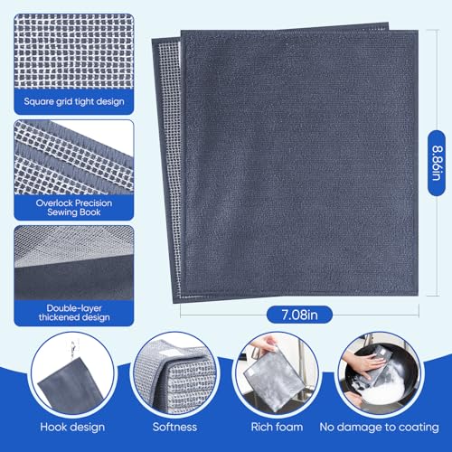 Non Scratch Wire Dishcloth (10pcs Double Layer Silver / 7.08x8.86-10Pack)