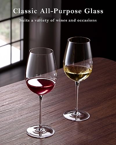 Hand Blown Italian Style Crystal White or Red Wine Glasses (4 Count)