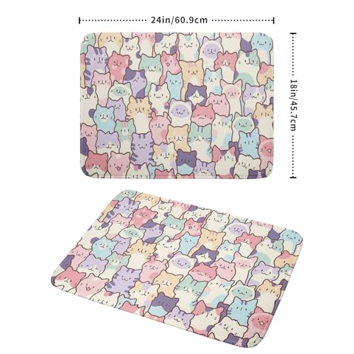 Colorful Cats Dish Drying Mat 18x24 inch Cute Animal Microfiber Reversible Fast Dry Dishes Drainer Rack Pad for Counter Kitchen Table Decor (Colorful Cats / 18" x 24")