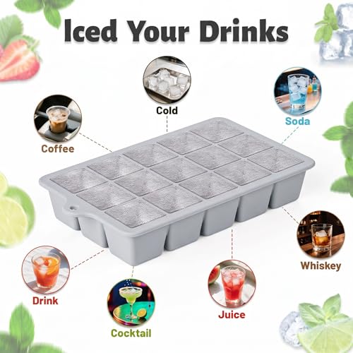 Silicone Ice Cube Tray 2 Pack (Gray / Ice Cube Tray 2 Pack)