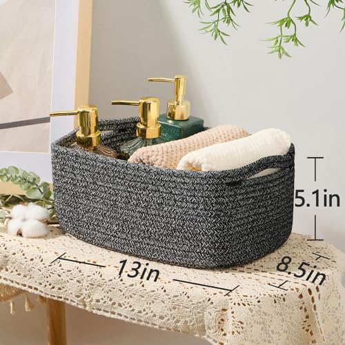 Small Storage Baskets for Organizing (4pcs-L13xW8.5xH5.1" / Dark Gray)