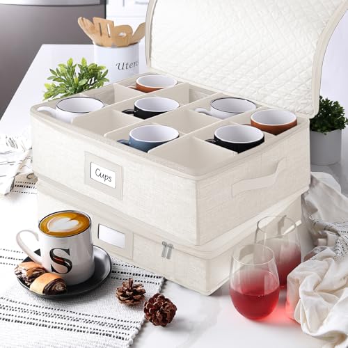 Hard Shell Mug Organizer (Cream / 2 Pack Cup Storage)