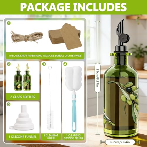 Olive Oil Dispenser Bottle Set of 2 (Printed Bottle / 12oz/350ml (Set Of 2))