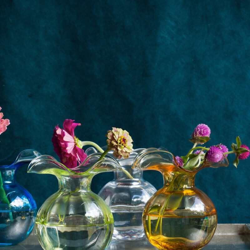 Hibiscus Glass Green Bud Vase (Bud / Green)