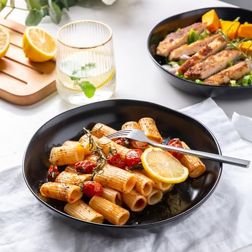 9.75'' Ceramic Large Pasta Bowls (Matte Black / Set of 4)