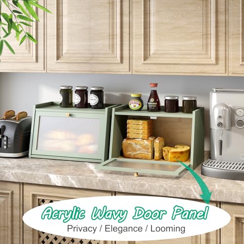 Green Bread Box for Kitchen Counter (Green / Medium-1_Tier)