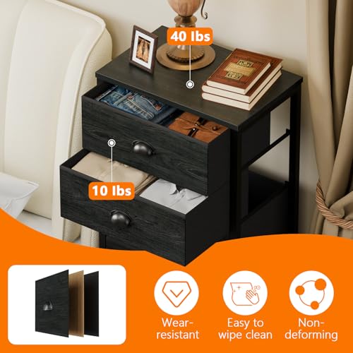 Black Bedroom Dresser (Black Oak / 11.8"D x 15.8"W x 43.3"H (7 Drawers))
