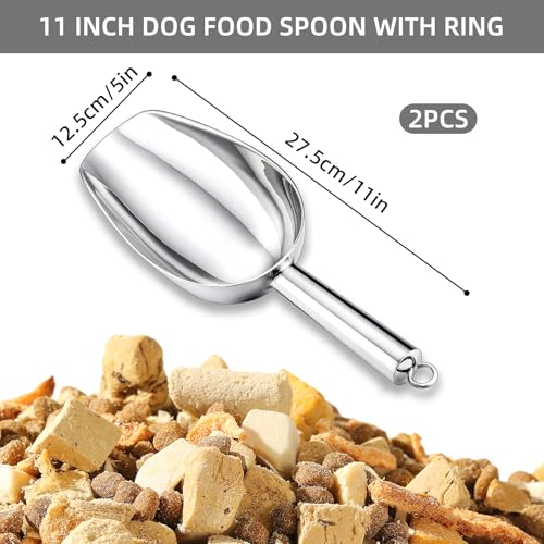 2 Pack Metal Dog Food Scoop 18 Oz With Loop