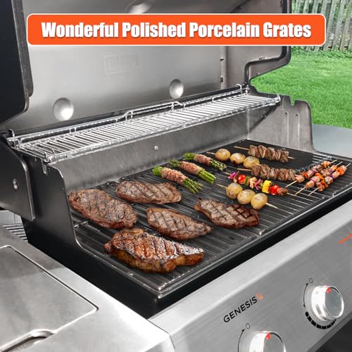 18.7 Inch Cast Iron Grill Grates for Weber Genesis II 400 Series (18.75" x 11.1" – 3 Pack)