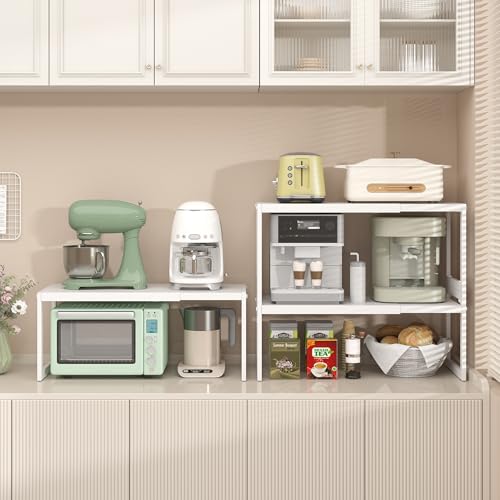 Expandable Cabinet Shelf Organizer Stackable Kitchen Counter Shelf