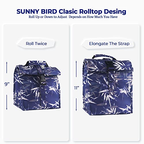 Insulated Lunch Bag Rolltop Lunch Box (Blue Bamboo)