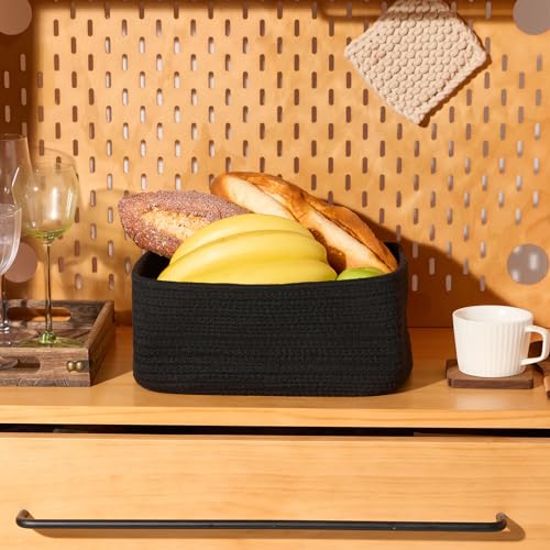 Small Storage Baskets for Organizing (4pcs-L11.5xW7.5xH4.7" / Black)