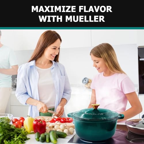 MUELLER HOME 7.5 QT Enameled Cast Iron Dutch Oven (7.5 Quart -Round / Emerald)