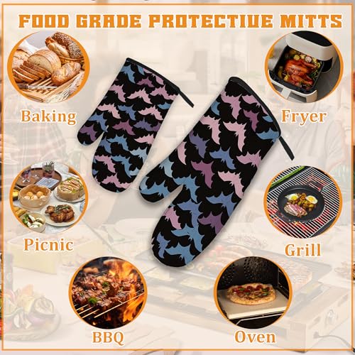 Colorful Bats Oven Mitts and Pot Holders Set (4 Count)