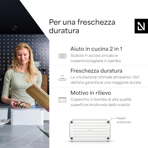 Bread Box for Kitchen Countertop (Pure White)