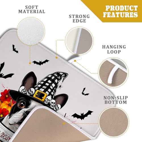 Dish Drying Mat for Kitchen Counter (Halloween Dog 623 / 18" x 16")