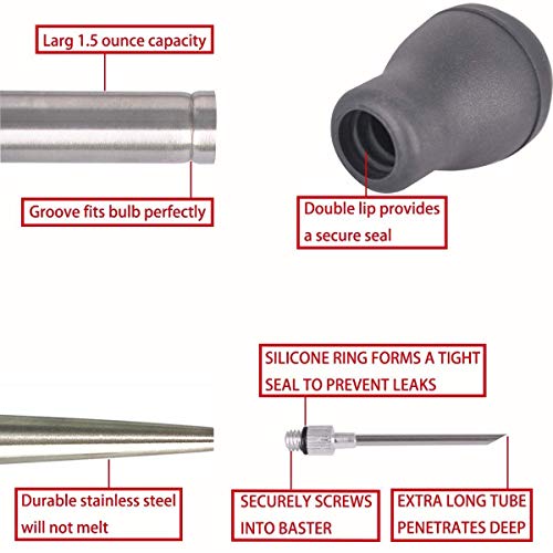 304 Stainless Steel Turkey Baster Syringe Injector Needle With Cleaning Brush