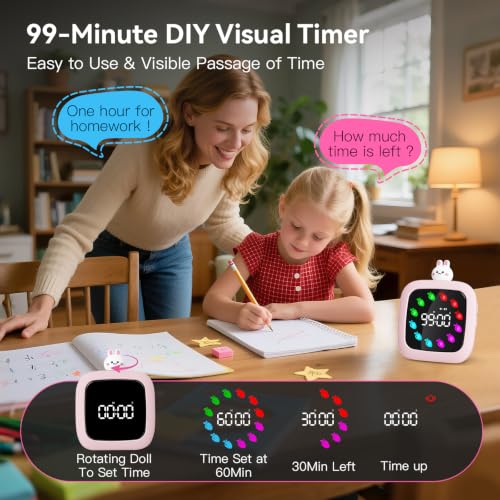Digital Visual Timer for Kids (Rabbit Doll-pink)