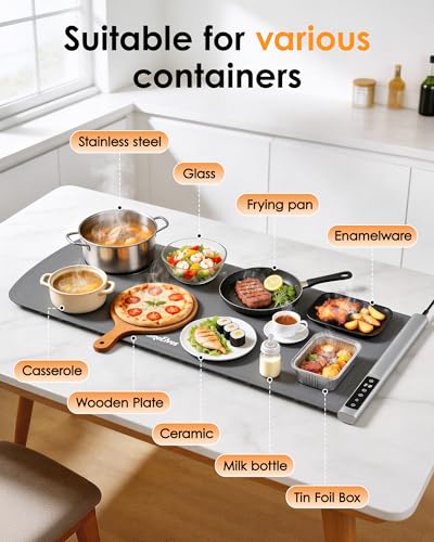 Warming Mat for Food 36"x16" with Heat Resistant Mat (Light Gray / 36x16 Inch)