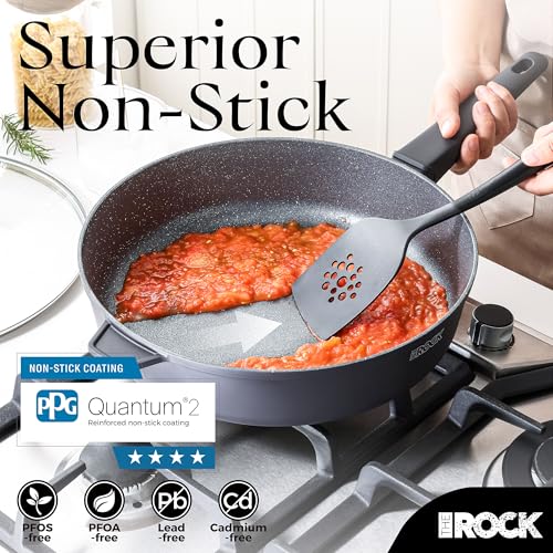 SOHO 4 Qt Nonstick Deep Frying Pan Skillet with Glass Lid (Granite Black / 11 Inch)