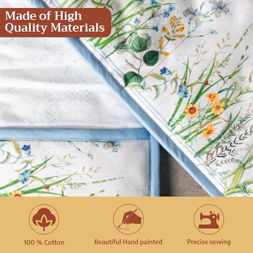 Double Oven Mitts 100% Cotton Double Oven Glove (012 - Fleurs De Mai / 7" x 35" (Double Oven Mitt))