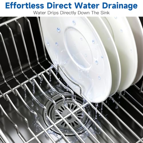 in Sink Dish Drying Rack (Silver / For 12"W x 14"D Double Sink Bottom)