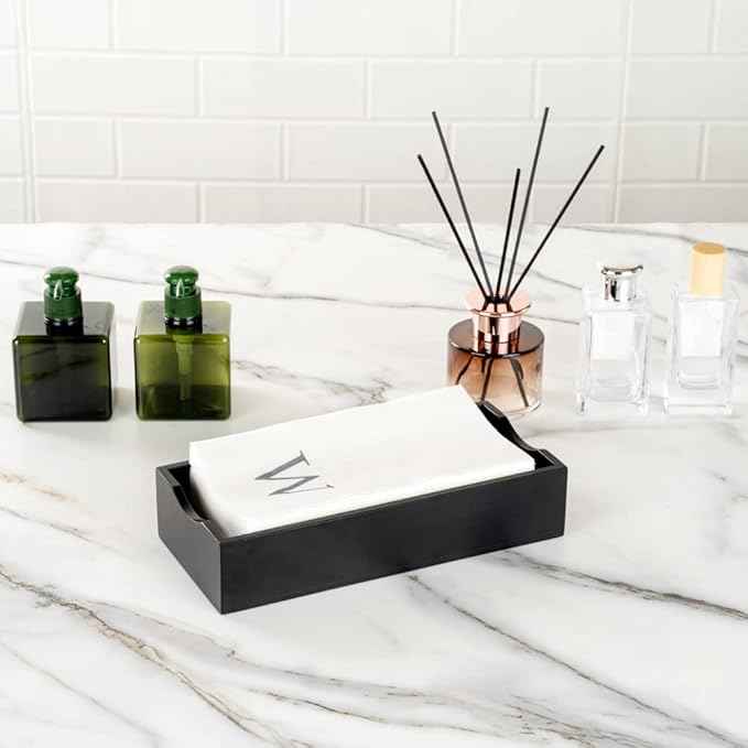 Luxenap 15.8 X 7.9 Inch Linen-Feel Guest Towels, 50 Lettered Hand Towels - Silver Letter 'W', Sans Serif Font, White Paper Dinner Napkins, airlaid, For Restrooms And Tables - Restaurantware