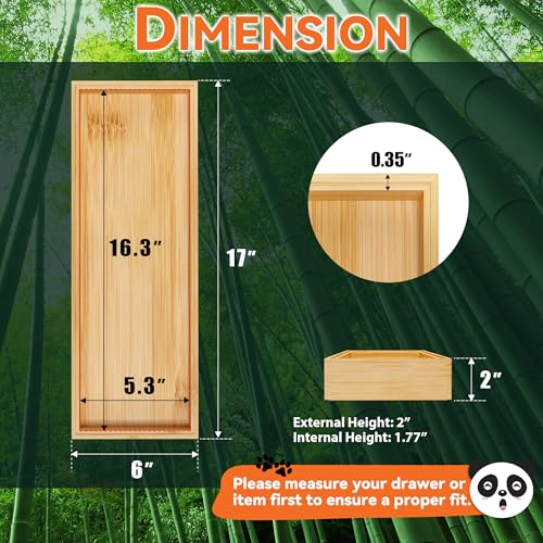 Bamboo Kitchen Drawer Organizer (17 x 6 x 2 Inch / Yellow)