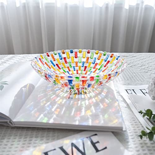 Hand Painted Colorful Woven Glass Crystal Salad & Fruit Bowl Decoration (Colorful)