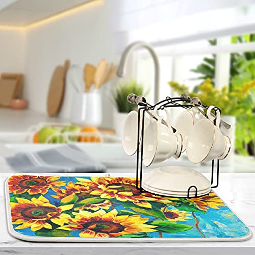 Super Absorbent Dish Drying Mat (Sunflower / 18" x 24")