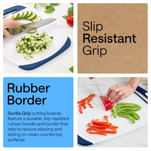 BPA Free Reversible Kitchen Cutting Board (Blue/White / Large (Pack of 3))