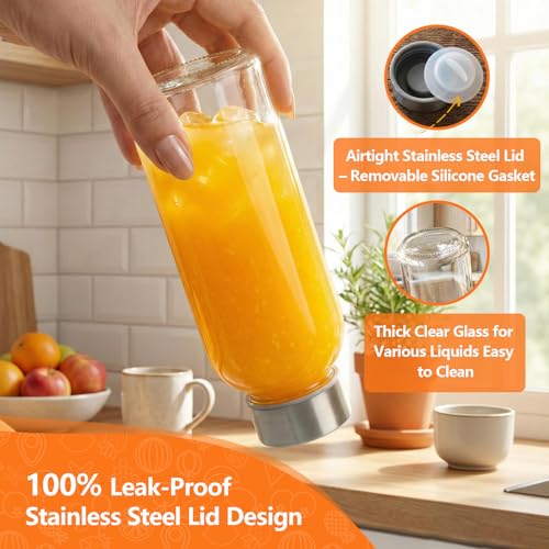 Glass Juice Bottles with Lid 12 oz (Clear Glass Bottle 12 Pack / 12 Ounces)