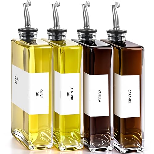 Glass Oil Dispenser for Kitchen (Silver / 11.8 fl oz (4-Pack))