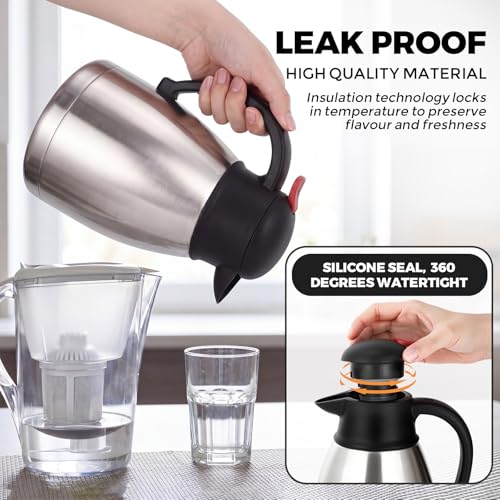 2 Pcs 34 oz Stainless Steel Thermal Coffee Carafe (Silver / 34 oz)
