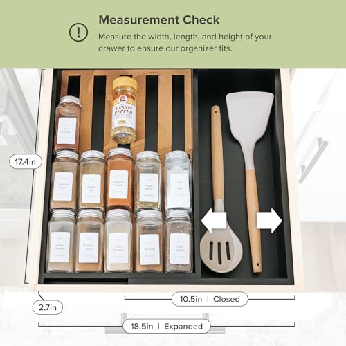 Expandable Spice Drawer Organizer (Black Bamboo)
