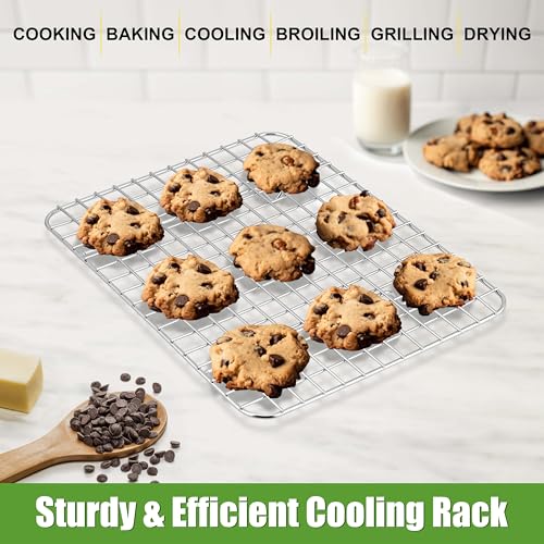 12x9 Inch Stainless Steel Cooling Rack Set Fit Quarter Sheet Pan (11.75" x 9")