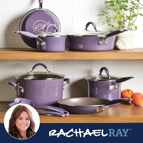 Cucina Nonstick Cookware Purple Pots and Pans Set (Lavender Purple / 12 Piece Porcelain Enamel)