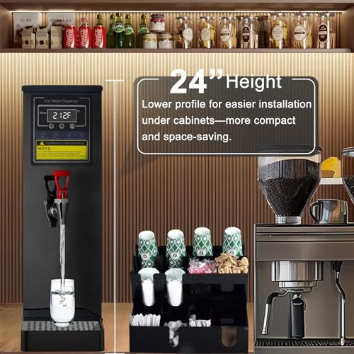 Hot Water Dispenser Commercial Water Boiler Countertop Hot Water Machine Stainless Steel Step (Black 25Liter/H)