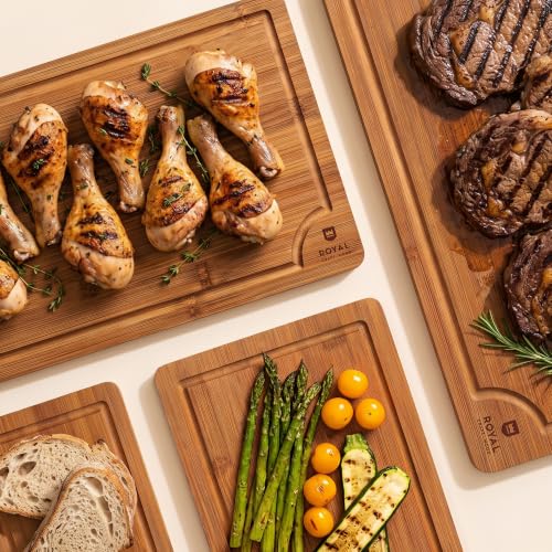 Wooden Cutting Boards for Kitchen Meal Prep & Serving (4-Piece / Brown)