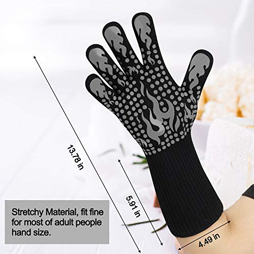 BBQ Gloves 1472F Heat Resistant Silicone Non (long / Gray)