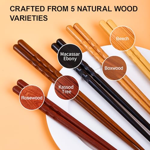 8.8 Inch 5 Pairs Japanese Minimalist Reusable Chopsticks