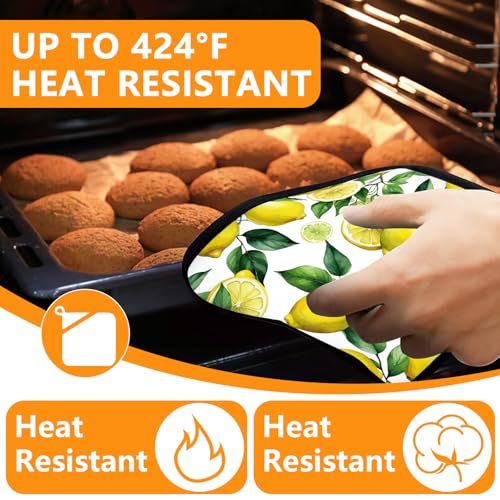Lemon Fruits Oven Mitts and Pot Holders Sets 4Pcs (Lemon Fruits)