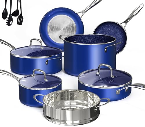 Deluxe DUXANO 14PC Healthy Pots and Pan With 9H Anti (Klein Blue)