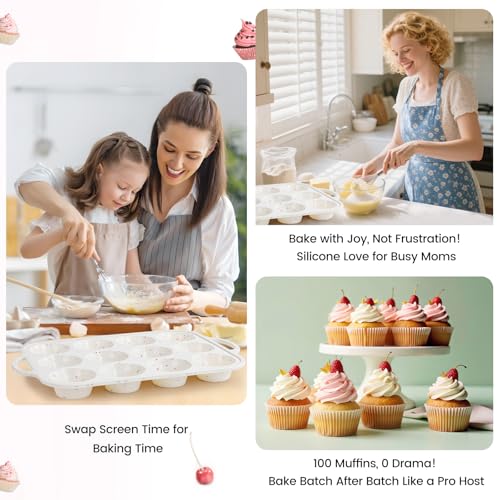 Silicone Muffin Pans for Baking 1 Pack (Standard: 12 Cups)