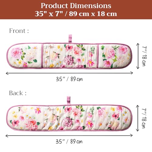 Double Oven Mitts 100% Cotton Double Oven Glove (071 - Pivoine / 7" x 35" (Double Oven Mitt))