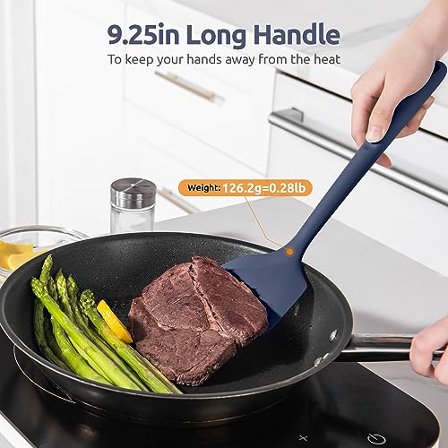 600℉ Heat Resistant Silicone Turner ((3) Midnight Blue / 13.6"x3.74" (Solid Turner))