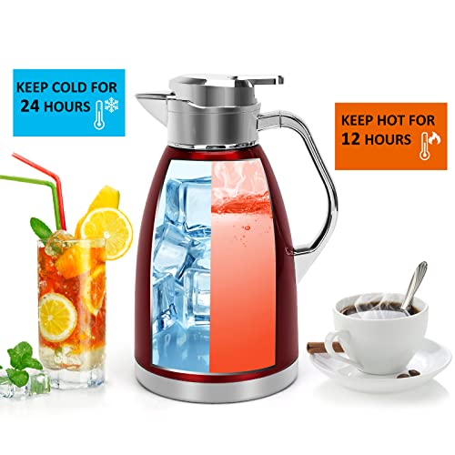 Coffee Carafes for Keeping Hot (61oz Red)