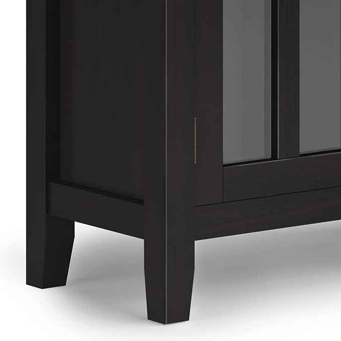 SIMPLIHOME Artisan SOLID WOOD 30 Inch Wide Contemporary Low Storage Cabinet in Hickory Brown, For the Living Room, Entryway and Family Room